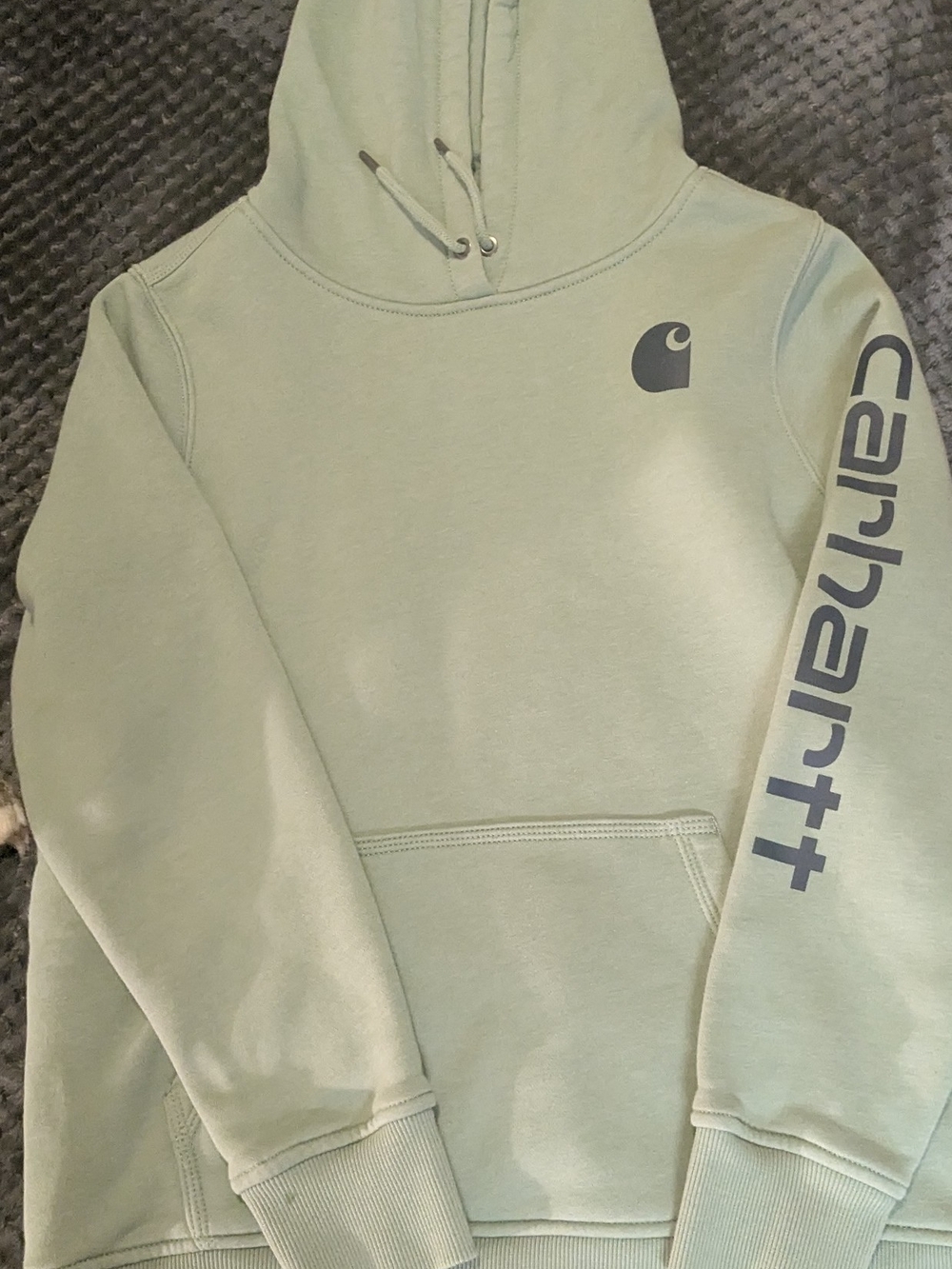 Carhartt Mint Green Hooded Sweatshirt with Sleeve Logo